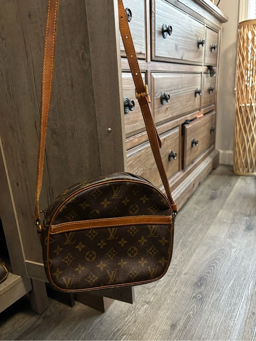 Monogram Round Crossbody Bag in Brown
